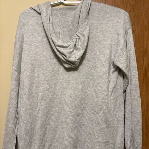 Cashmere Blend Hoodie Women's Light Gray Hoodie Sweater - Picture 5 of 9